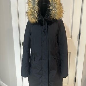 Vince Camuto Black Puffer Coat with Faux Fur Hood